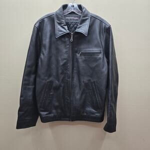 VTG Charles Klein Leather Zip Up Jacket Quilted Lined Classic Moto Black Small